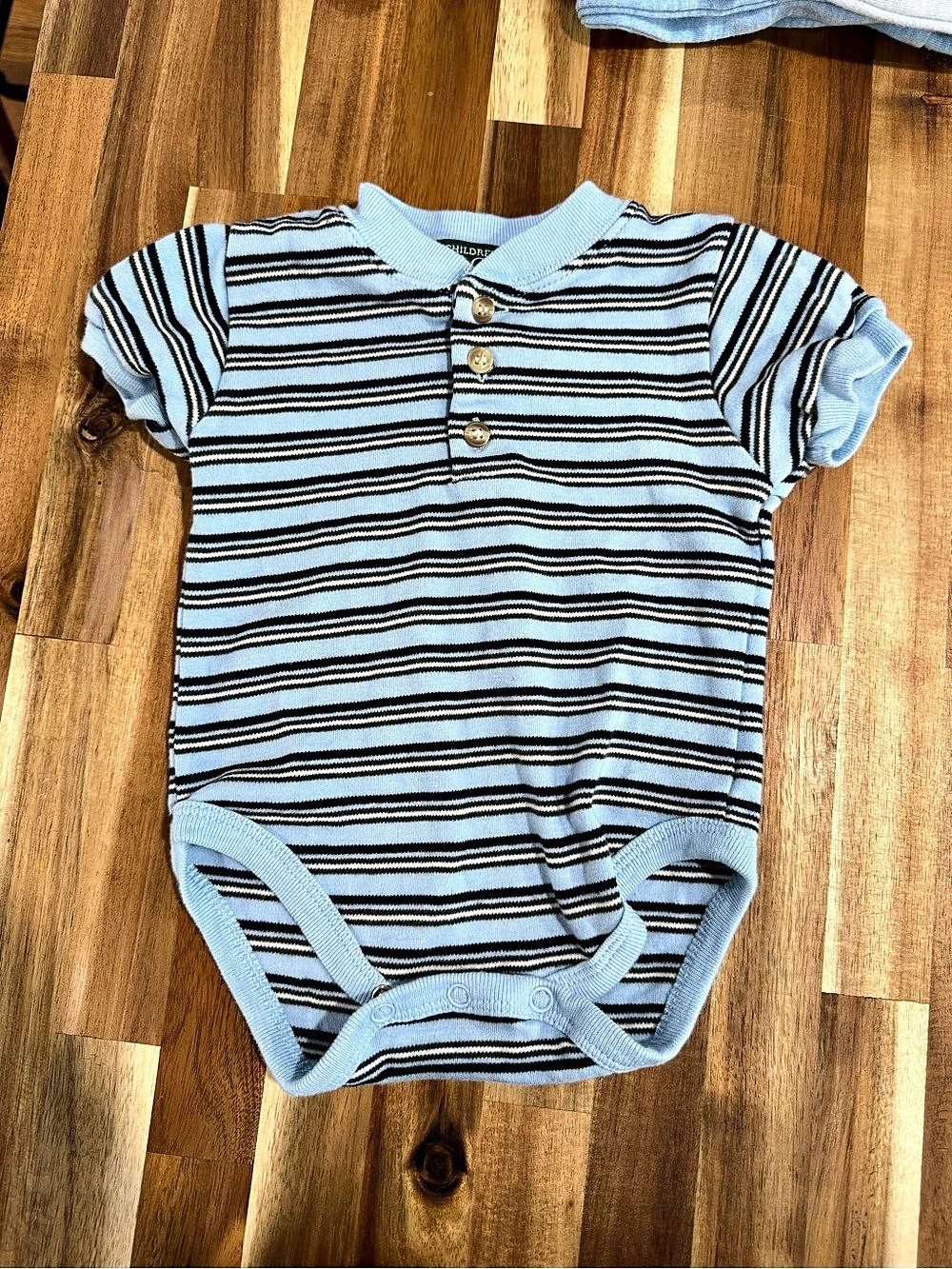 The Children's Place Striped Baby Bodysuit Blue & Black 3-6M Like New